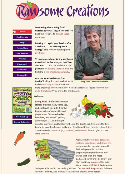 Rawsome Creations: Tools for Chefs in Living & Raw Foods Kitchens -- website design and maintenance by Sienna M Potts