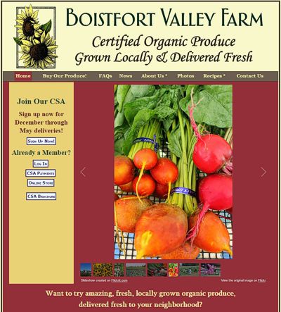 Boistfort Valley Farm: Certified Organic Produce -- website design and maintenance by Sienna M Potts