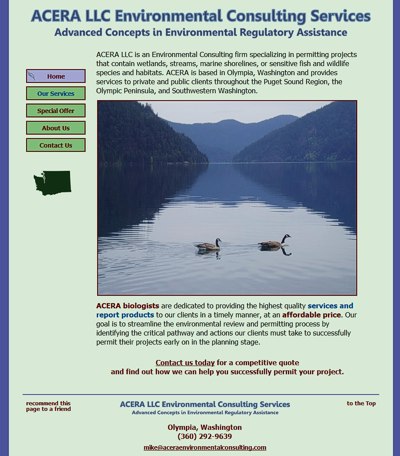 ACERA LLC Environmental Consulting: Environmental Regulatory Assistance -- website design and maintenance by Sienna M Potts