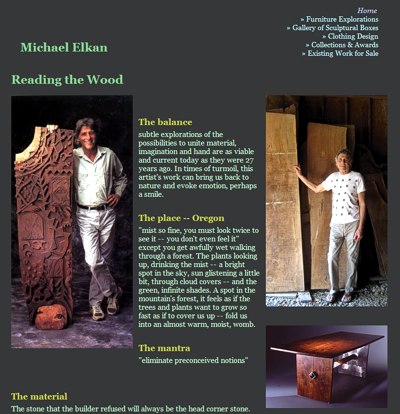 Michael Elkan: Reading the Wood -- website design and maintenance by Sienna M Potts